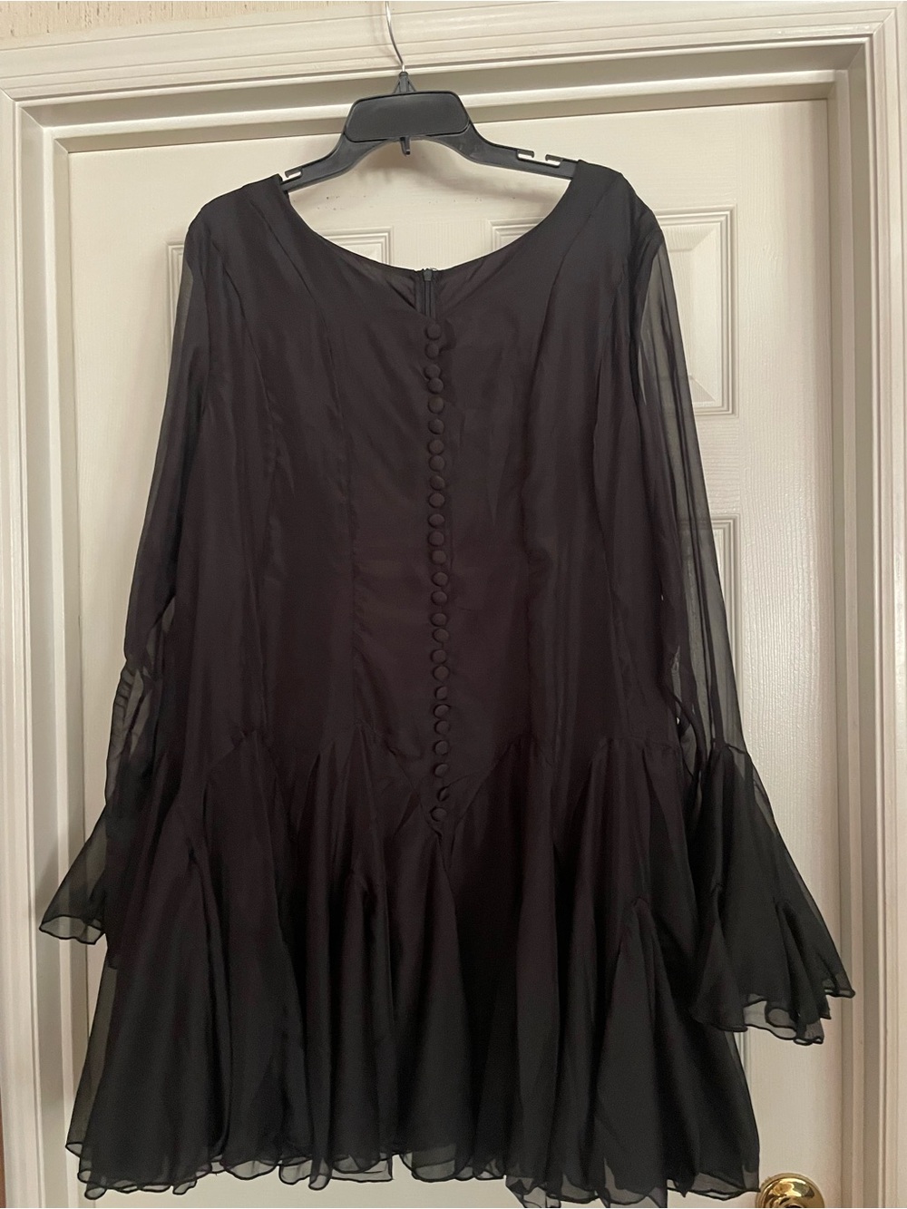 SHEIN Black Long-Sleeve Chiffon Mini Dress - Picture 3 of 3